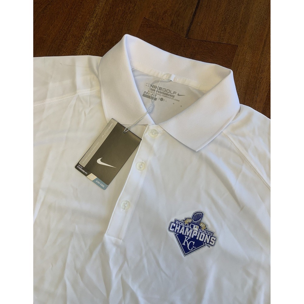 Nike Golf Kansas City Royals L/S Polo Shirt Mens L 2015 World Series Champions